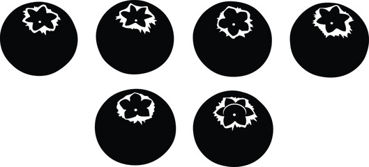 Fresh blueberry berry fruit silhouette vector icon collection set for organic superfood dessert jam packaging template design. © Olivia
