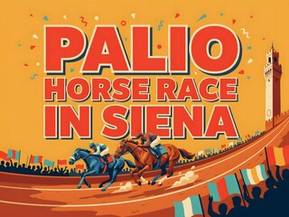 Naklejka premium Palio horse race in siena with jockeys and crowd