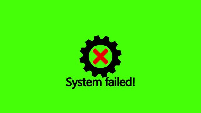 System Failure Icon Progresses Across Green And Black Backgrounds