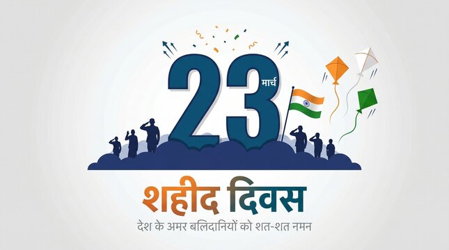 Vector illustration of Shaheed Diwas with hindi text meaning Martyrs' Day banner