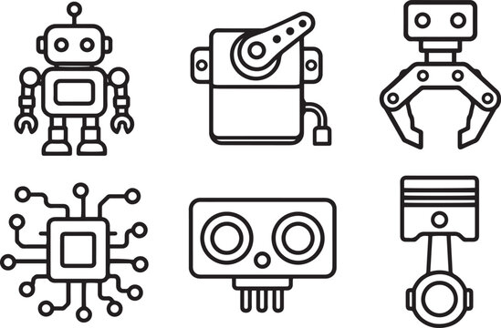 Robot Modern and Premium Icon Set, Featuring android, servo, gripper and More, Editable Stroke, Outline Icon Collection