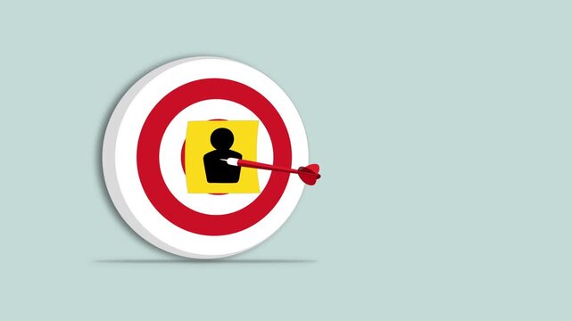 Flat minimalist animation of a dart missing target animation