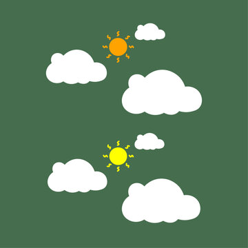 Ilustra&ccedil;&atilde;o vetorial minimalista de sol entre nuvens