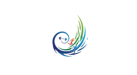 Colorful swirling wave design element graphic. © LOGO KIKUK