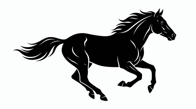 Black Horse Running Fast Silhouette.