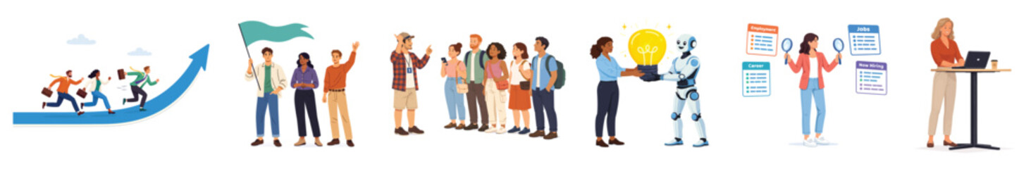 Obraz premium Professional workplace teamwork with diverse employees and business scenarios.