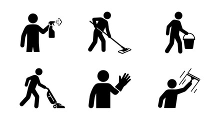 Fototapeta premium People doing various jobs icon set, silhouette, white background