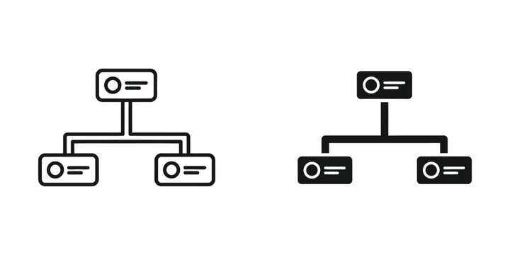 Organizational chart diagram with connected nodes and lines representing hierarchy structure in business management concept