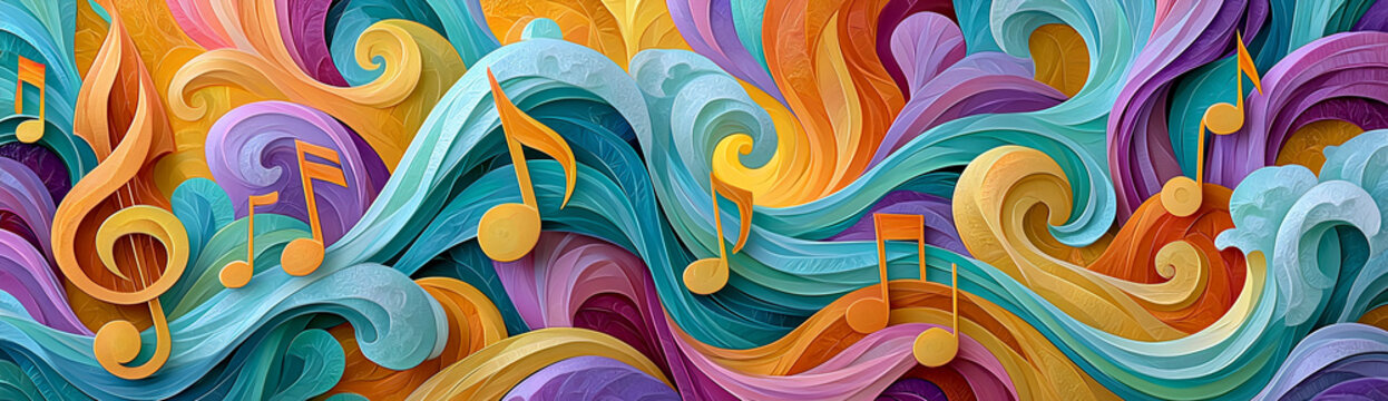 expressive musical forms intertwined abstract composition, artistic music wall design with flowing harmony, creative musical card design with elegant rhythm patterns