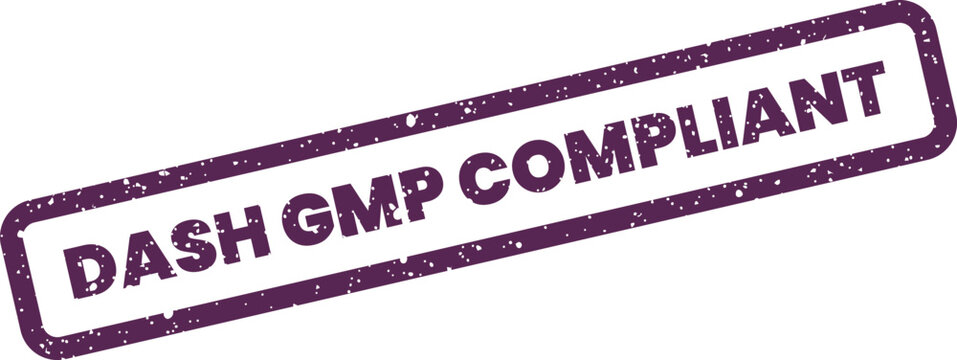 Gmp compliant rubber stamp text in grunge texture with rectangular frame for quality control audit