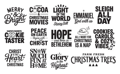 Fototapeta premium Christian christmas quotes svg bundle of faith holiday typography for t-shirt and more designs
