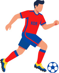 Obraz premium South Korea Football Player Dribbling Vector Illustration