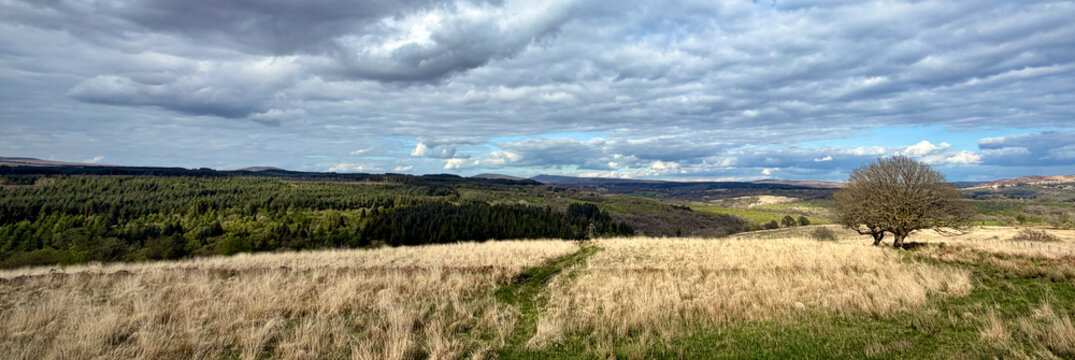 Panorama of the Brecon Beacon mountain  range