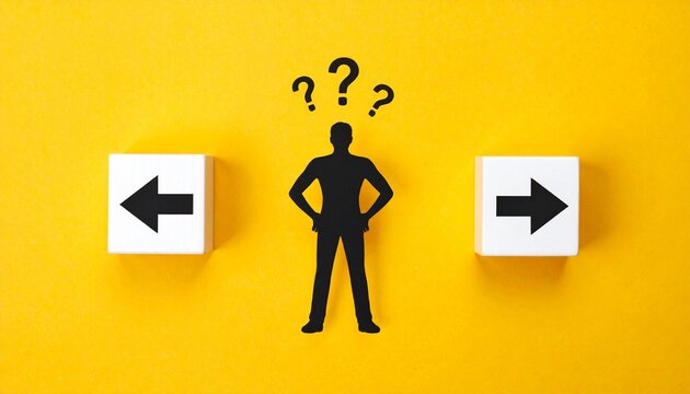 Decision Making Dilemma Concept with Choice Arrows and Question Marks