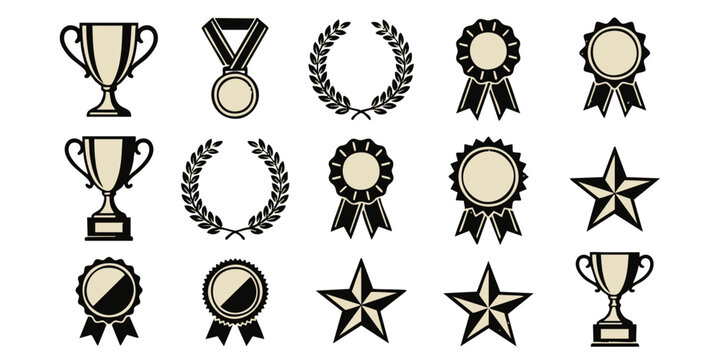 Various awards and medals are displayed on a plain surface for recognition.