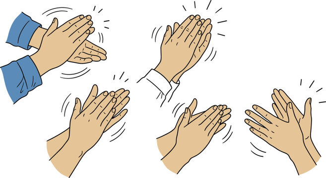 Vector illustration of clapping hands with motion lines representing applause, appreciation, and celebration themes