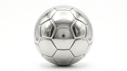 Fototapeta premium Shiny Metallic Soccer Ball Ornament Isolated on a Plain White Background