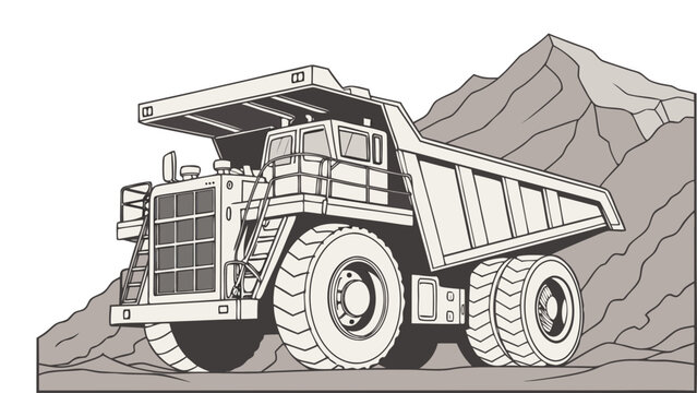 Large truck dumps on a mountain