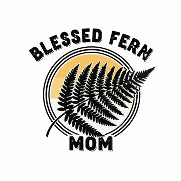 Intricate fern design with blessed mom text logo.