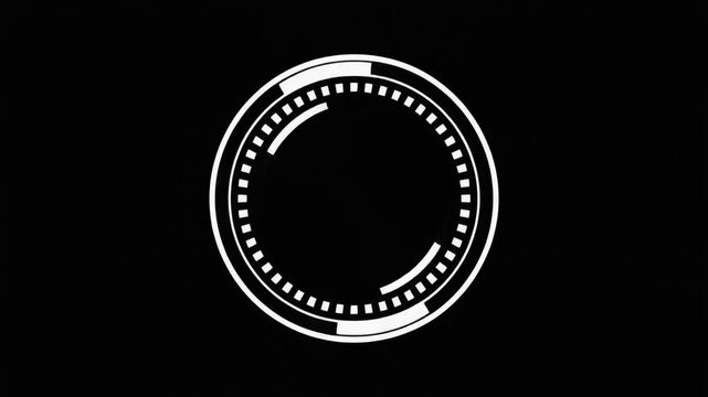 Abstract animated clock dial with moving hands on a black background loop