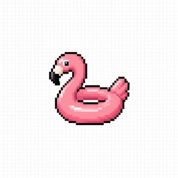 pixel art keychain idea (Inflatable Flamingo Float)