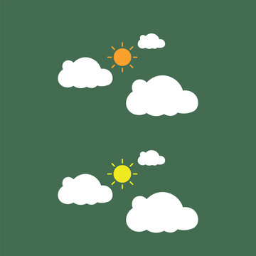 Ilustra&ccedil;&atilde;o vetorial minimalista de sol entre nuvens2