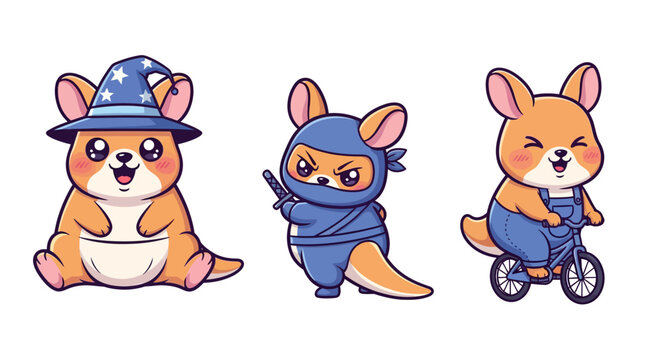 Cute cartoon corgi characters in various costumes and poses.