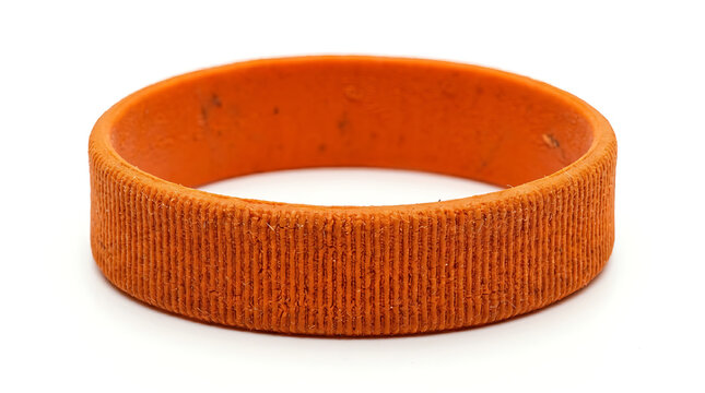 Orange Textured Rubber Wristband Bracelet Isolated on a White Background