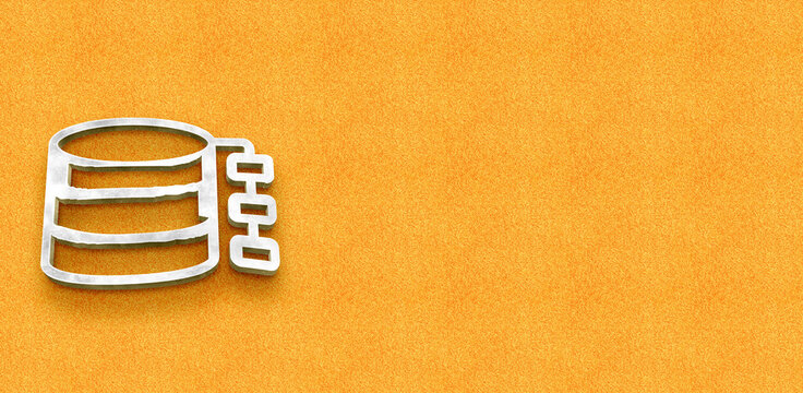 Server database architecture with structured data indexing flow icon on orange backdrop