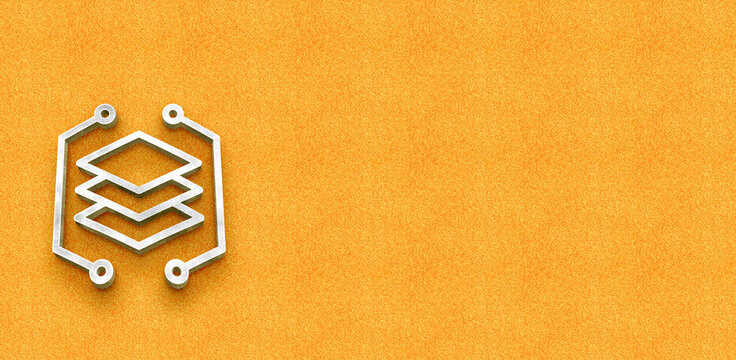 Data layers abstraction and microservices technology infrastructure icon on orange texture