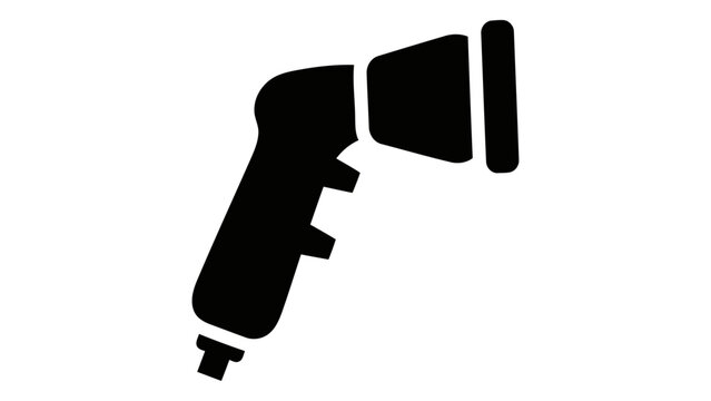 Black silhouette icon of a dog bathing shower sprayer, representing the usage and function of pet grooming tools for was