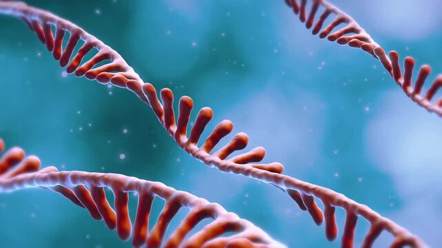 Molecule of mRNA Vaccine Technology Animation with Single Strand Ribonucleic Acid Translation and Genetic Synthesis in 4K Ultra HD footage
