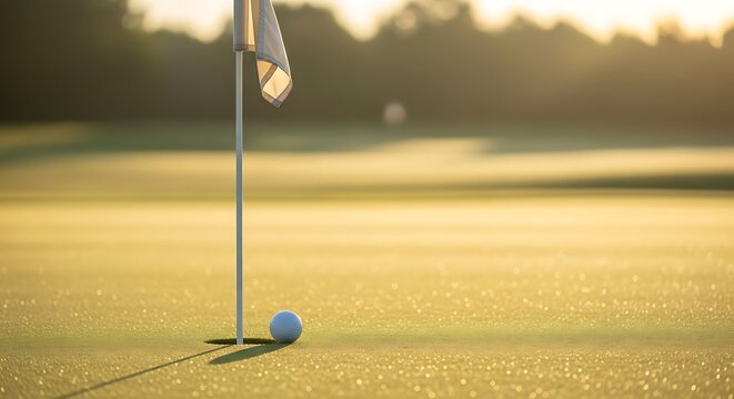 Golf ball on green grass course.