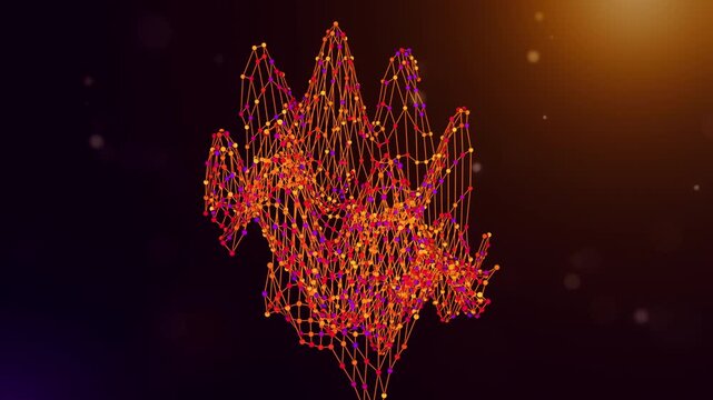 Dynamic Germany map reveal animation formed by connected neural network lines and colorful nodes over a purple and orange bokeh background, representing data, AI, and digital transformation.