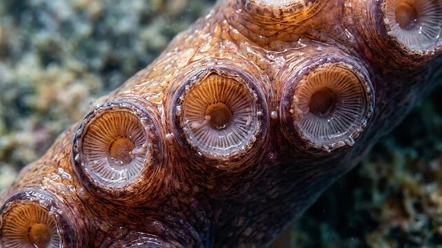 Close-up of marine invertebrates showcasing intricate shell details and vibrant textures in underwater habitat