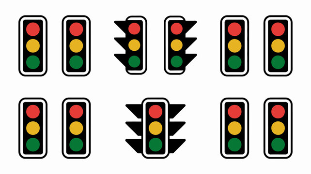 Animated traffic light sequence showing red, yellow, green lights changing with arrows