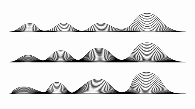 Series of smooth overlapping wave curves and peaks illustration