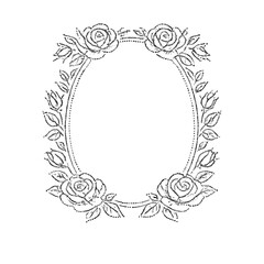 Obraz premium PNG Elegant floral oval frame illustration.