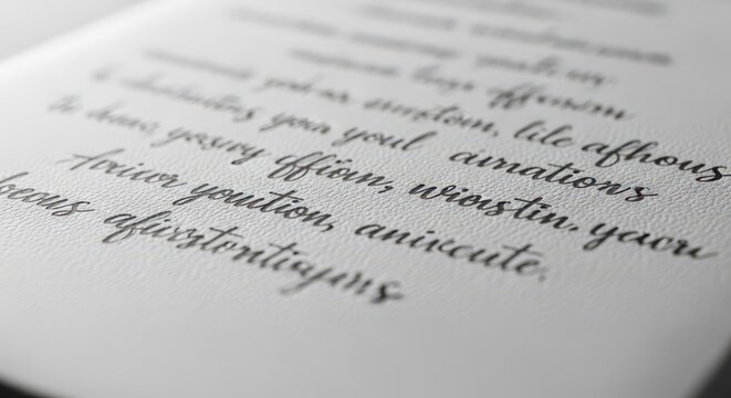 Elegant Vintage Calligraphy Script Writing on Textured Paper Surface