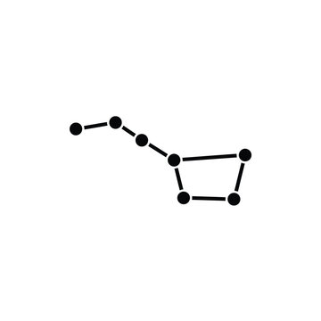 Big dipper constellation icon, ursa major asterism, simple black vector illustration of the seven stars forming the famous shape