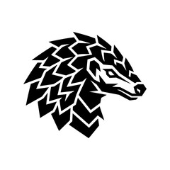 Fototapeta premium Stylized Black Pangolin Head Silhouette Icon.