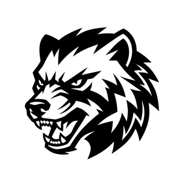 Aggressive Wolverine Head Mascot Logo Design.