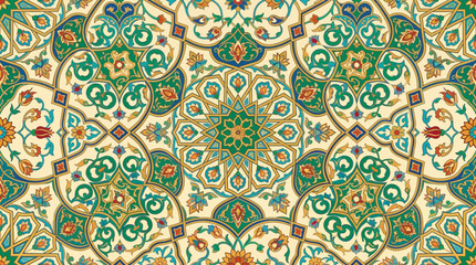 Flat vector Islamic floral pattern, arabesque flowers and geometric decorative elements, elegant seamless design   © Maftuh