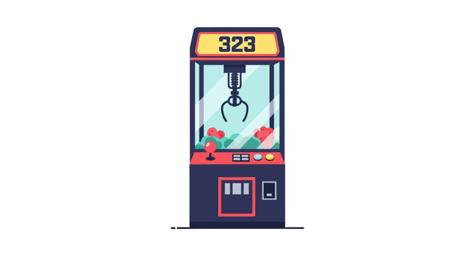 Retro Claw Machine Game with Prizes and Number Display
