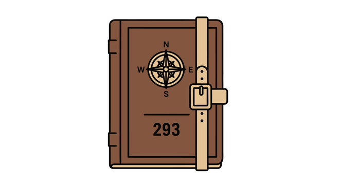 Vintage Journal with Compass and Number 293, Adventure Diary