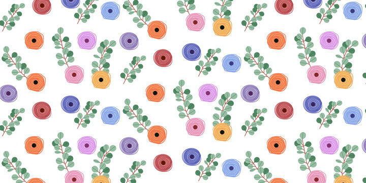 Hand drawn flower and eucalyptus clipart collection isolated on transparent background for invitations, scrapbooking and digital design