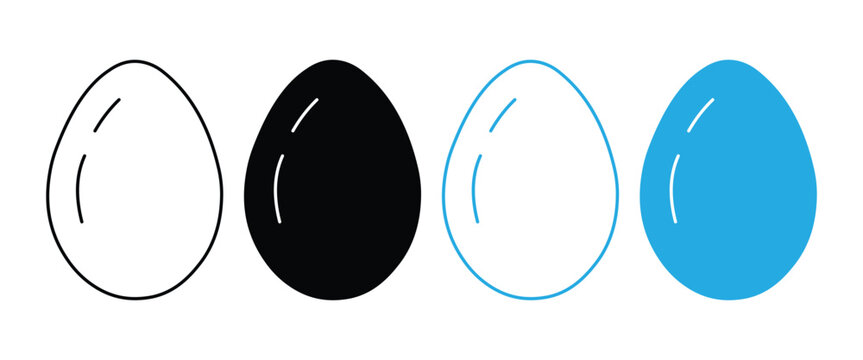 Egg and Easter Egg Icon Set &ndash; Cracked Eggshell, Holiday Symbol & Food Vector Collection