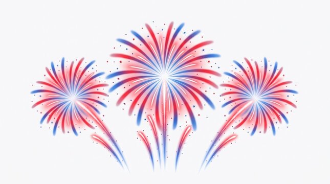 Red blue and white fireworks exploding in the night sky with sparks and stars festive colorful illustration for celebrations and parties  fireworks display