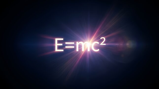 E mc2 equation with glowing effect