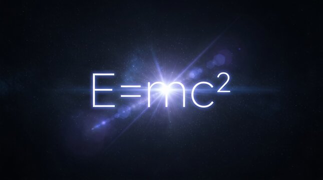 E mc2 equation with glowing effect